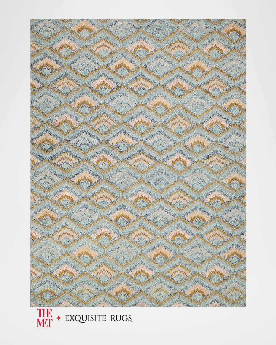 Bargello Hand-Tufted Light Blue Multi Rug, 12' x 15'